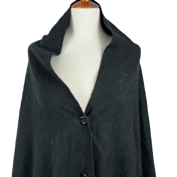 Alpine Swiss Women's Button Up Fringe Cape Long Scarf Shawl, Black, One Size - Picture 3 of 8